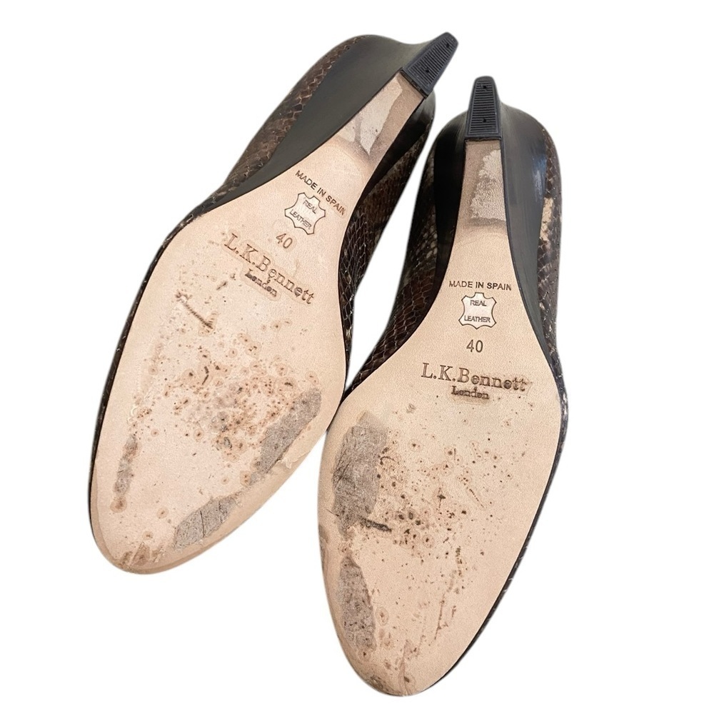 LK Bennett London python print taupe wedge round toe slip on shoes EU 40/10 - Picture 8 of 11